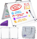 Small Dry Erase White Board Magnetic Desktop 16x12 in - Compact 4-Side