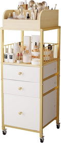 Makeup Organizer Cart with Drawers - Floor Vanity Storage and Display