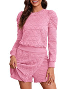 Women's 2 Piece Lounge Wear Set Long Sleeve Argyle Skort - Cozy Casual