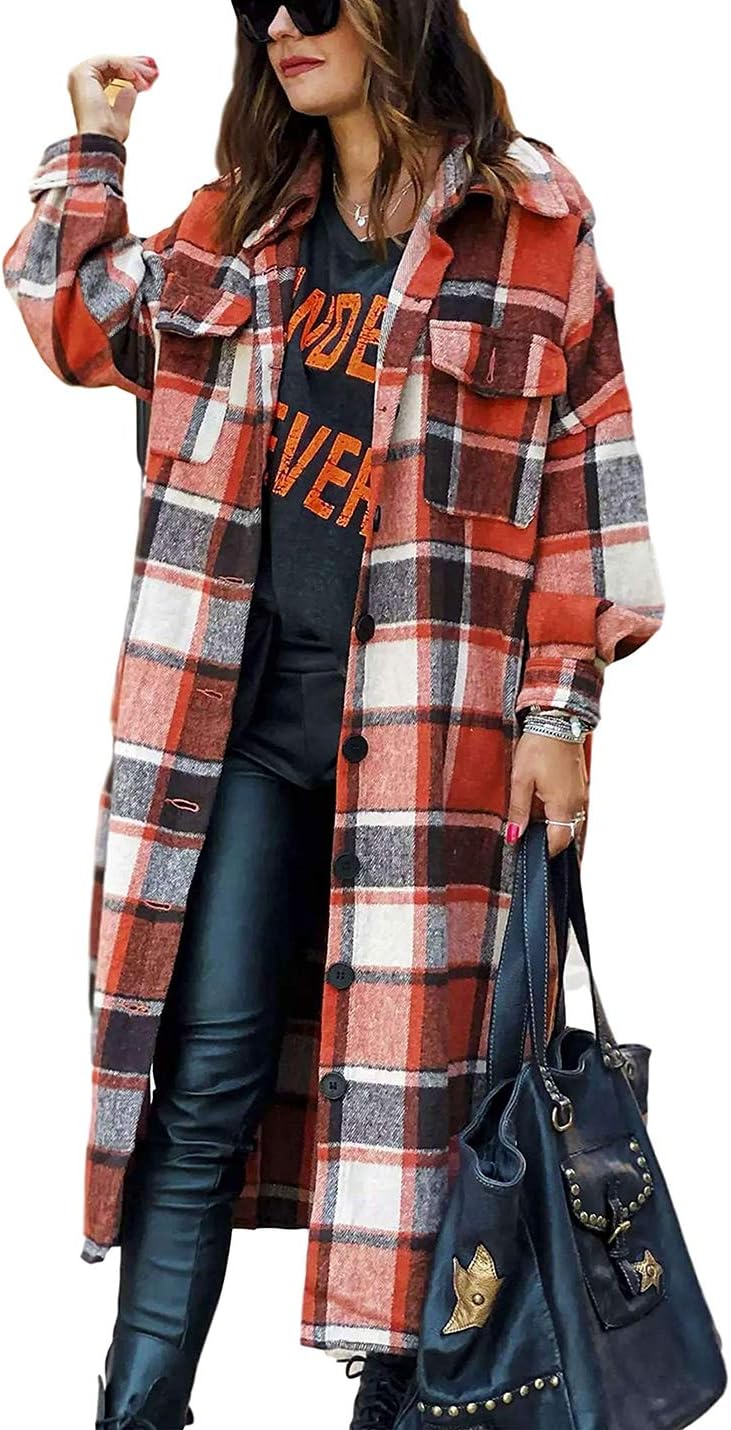 Omoone Women's Flannel Plaid Shacket for Chic Fall Style