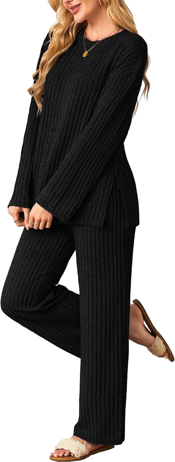 Kikibell Womens Sets Cozy Knit Pajamas for Fall and Winter