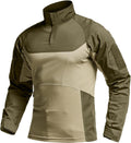 CQR Men's Combat Shirt 1/4 Zip Tactical Long Sleeve - Roomy Arms