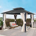 EAGLE PEAK 12x14 Hardtop Steel Gazebo - Double Roof, Netting