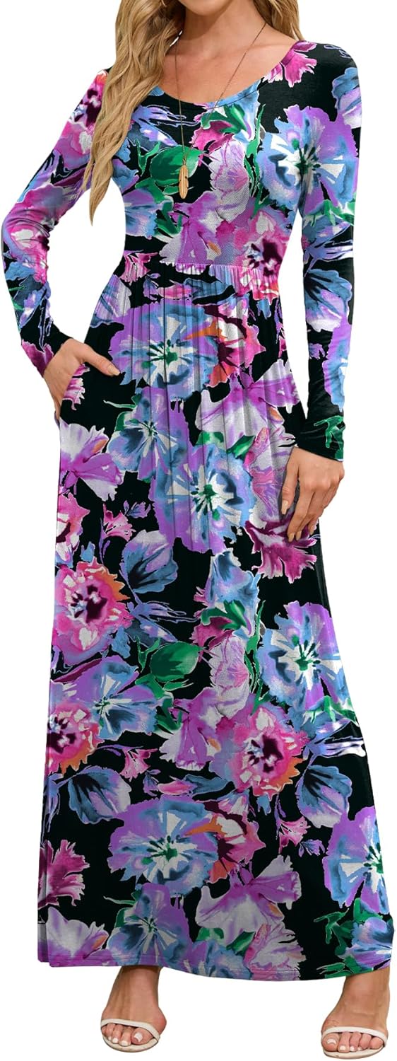 DEARCASE Women's Maxi Dress with Pockets for Casual Wear