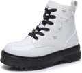 Girls Ankle Combat Boots with Side Zipper - Easy On/Off