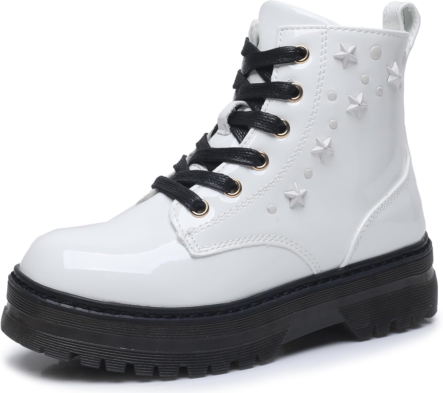 Apakowa Girls Combat Boots with Side Zipper for Stylish Kids