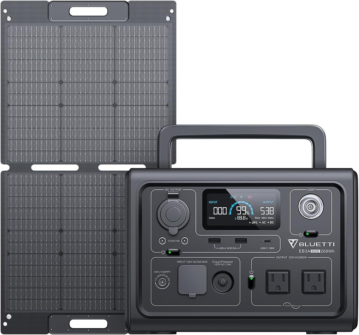BLUETTI EB3A Solar Generator: 268Wh Portable Power Station for Outdoor Ventures
