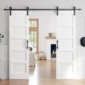 Double 24 in x 84 in White Sliding Barn Door Slab with 8 ft Hardware