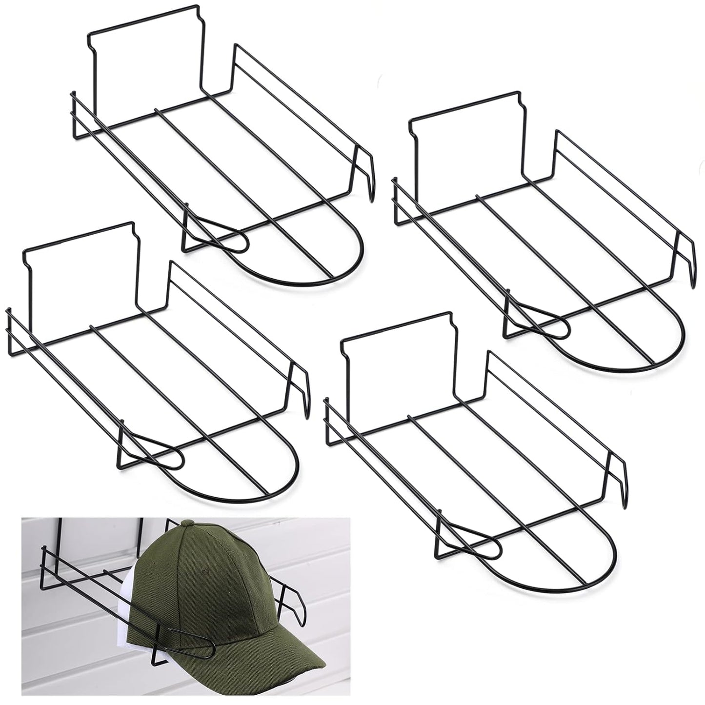 Yexiya Hat Display Rack for Slat Wall - 4 Pcs Organizer Set