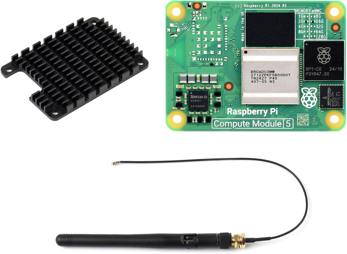 Raspberry Pi Compute Module 5 with 2GB RAM and 16GB eMMC Flash