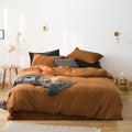 Luxlovery King Pumpkin Color Comforter Set Rust Bedding Set - Soft