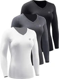 NELEUS Women's 3 Pack Compression Long Sleeve Shirt - Lightweight Fit