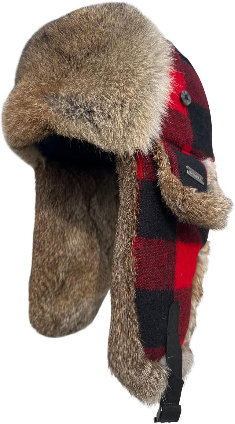 100% Real Rabbit Fur Winter Trapper Hat for Men and Women