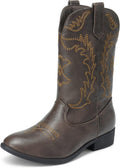Girls Mid Calf Cowgirl Western Boots - Comfortable Almond Toe