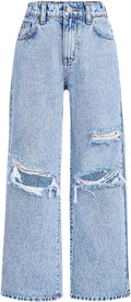 Baggy Girls Wide Leg Ripped High Waisted Denim Pants - Summer Fit