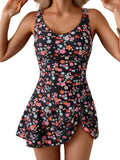 One Piece Swim Dress for Women Tummy Control - V Neck Swimdress