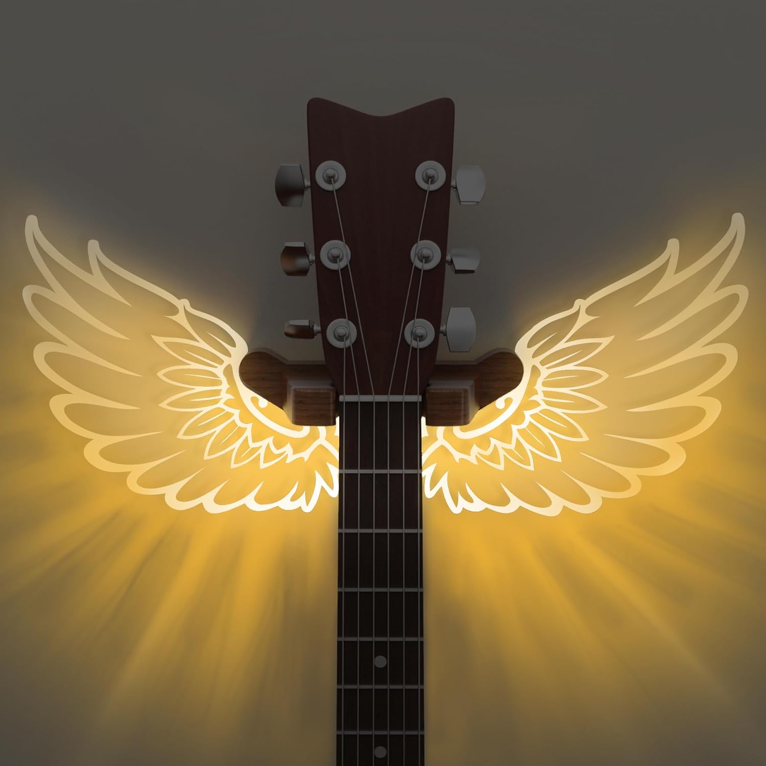 Luminous Angel Wings Guitar Wall Mount