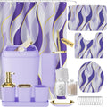 Purple Bathroom Accessories Set with Shower Curtain and Rugs