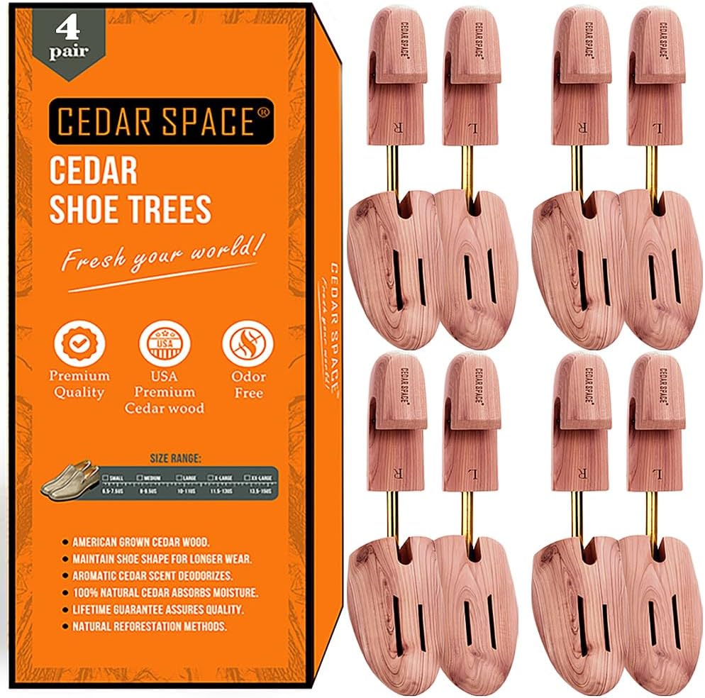 Cedar Space Wooden Shoe Stretcher Tree for Men, Sizes 6.5-14