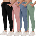CAMPSNAIL 4 Pack Joggers for Women - Lightweight Comfy Sweatpants on