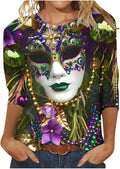 Mardi Gras Fancy Mask Print Top - 2025 Carnival Style