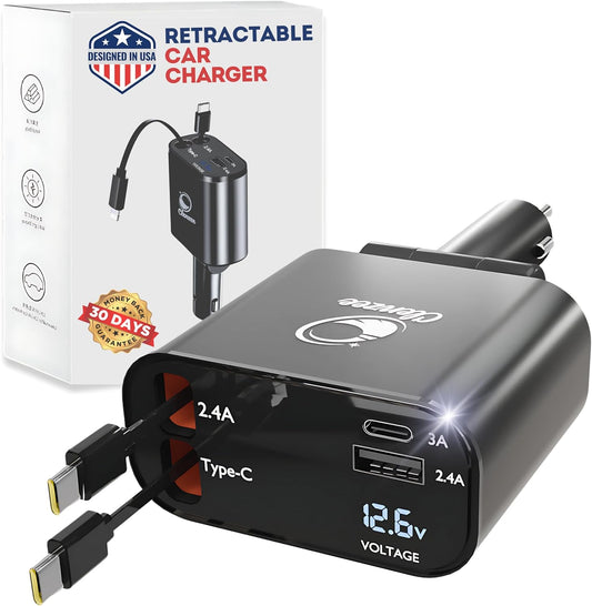 Fast 4-in-1 Car Charger for iPhone & Android | Charge 4 Devices on the Go!