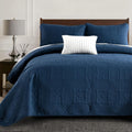 Yiran Navy Blue Quilt Set King Size Lightweight Bedspread - All Season