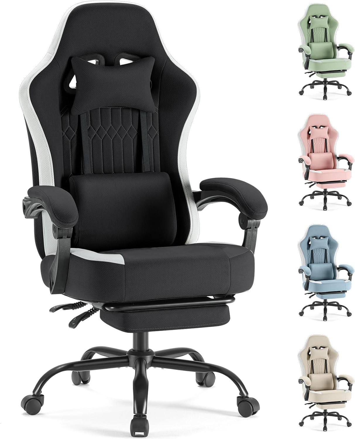 Sweetcrispy Computer Gaming Chair with Ergonomic Design and Footrest