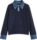 Womens Oversized Chunky Mock Turtleneck V Neck Button Down Sweater