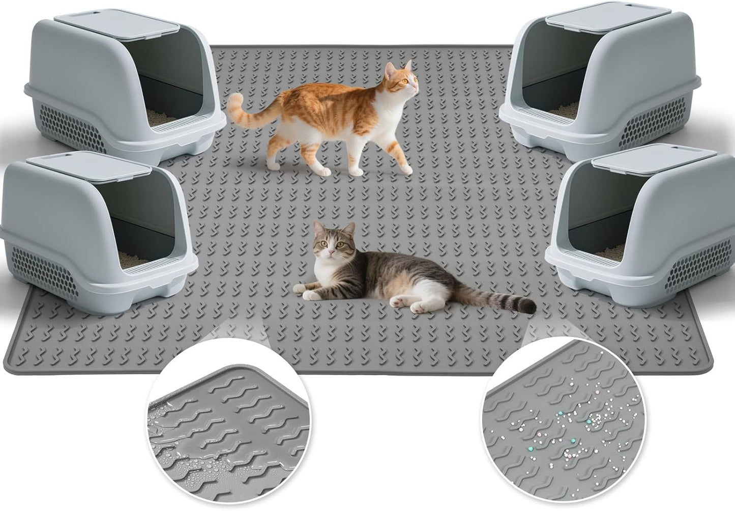 Extra Large Cat Litter Mat 47x35in Waterproof and Easy Clean