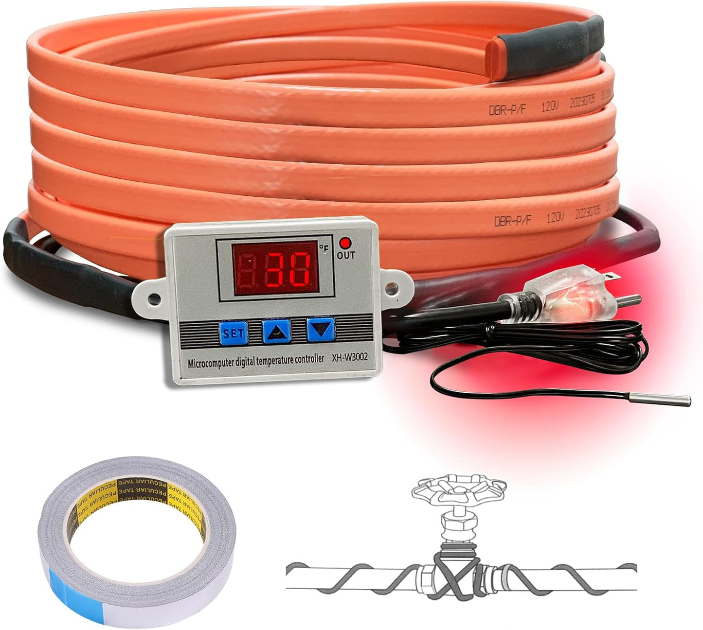 15FT Self-Regulating Heat Tape with Thermostat by Cupohus