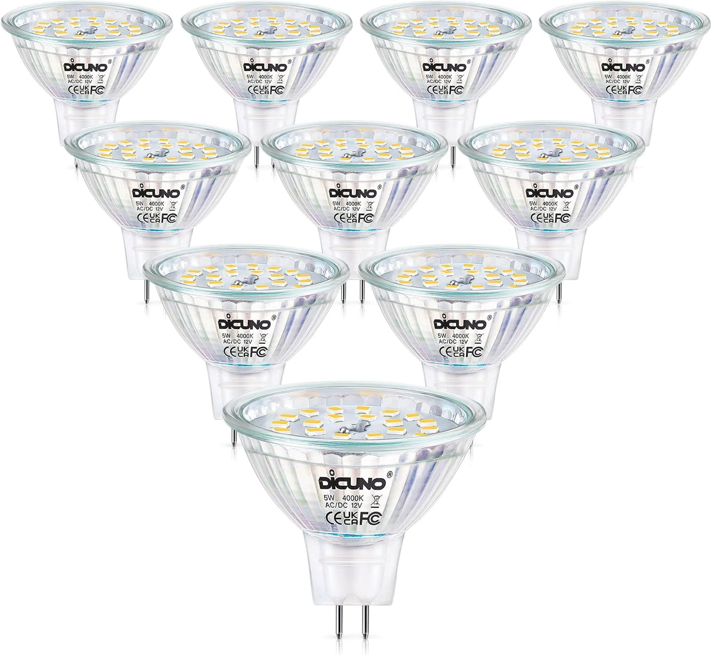 DiCUNO MR16 LED Bulbs Dimmable 50W Halogen Replacement 12V