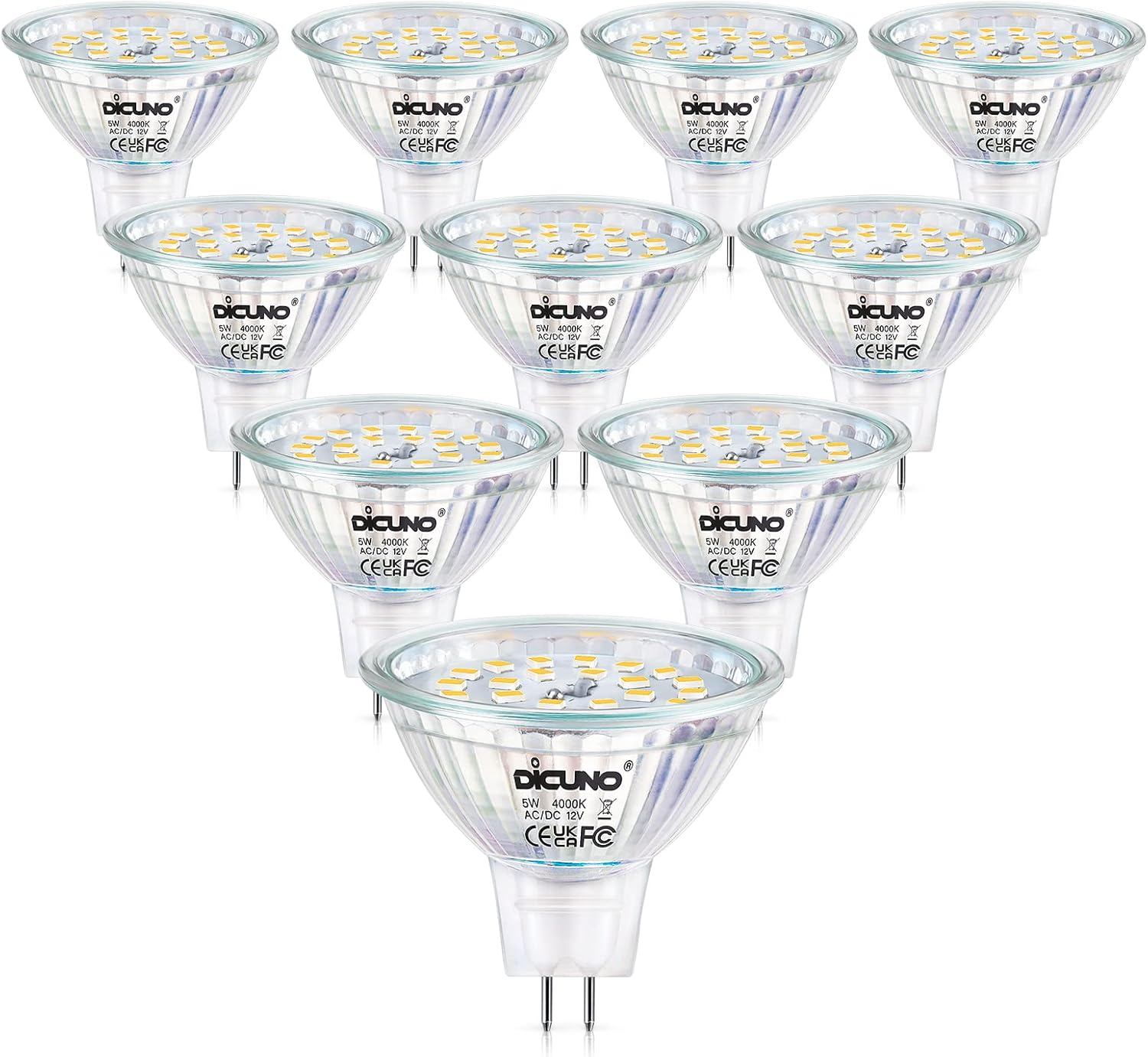 DiCUNO MR16 LED Bulbs Dimmable 50W Halogen Replacement 12V