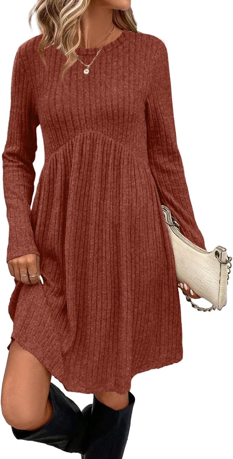 OFEEFAN Long Sleeve Dress for Women with Pockets and Style