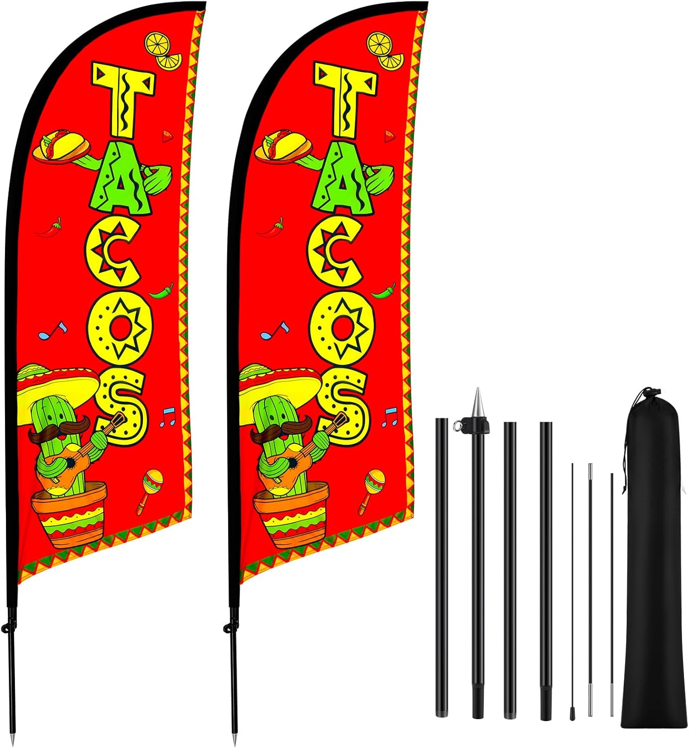 2 Set Tacos Feather Flag Kit for Business Restaurant Advertising