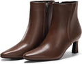 Womens Kitten Heel Ankle Booties PU Leather - Closed Pointed Toe