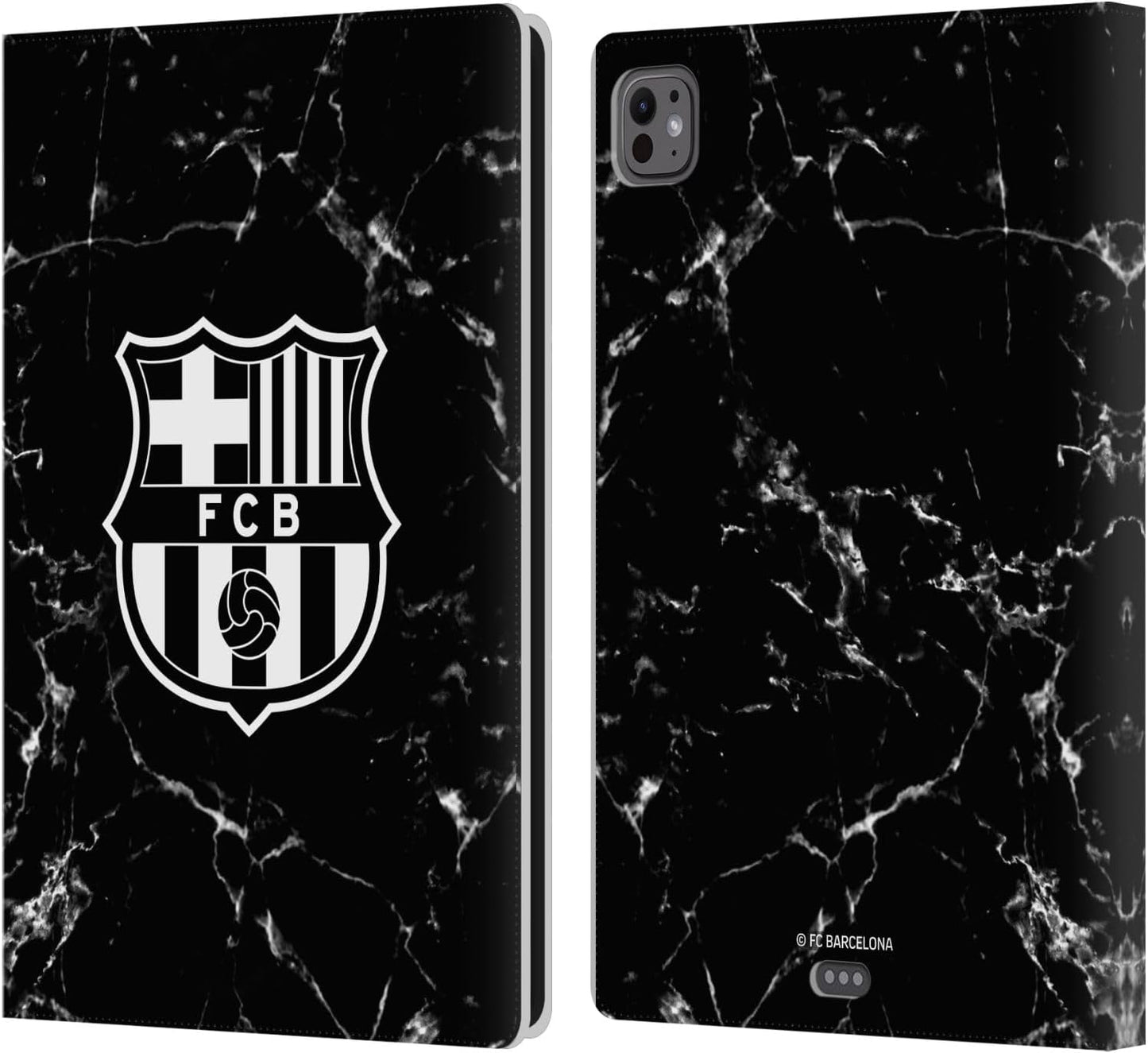 FC Barcelona Black Marble Crest Patterns Leather Wallet Case