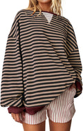 UEU Women Oversized Striped Sweatshirt - Trendy Style!