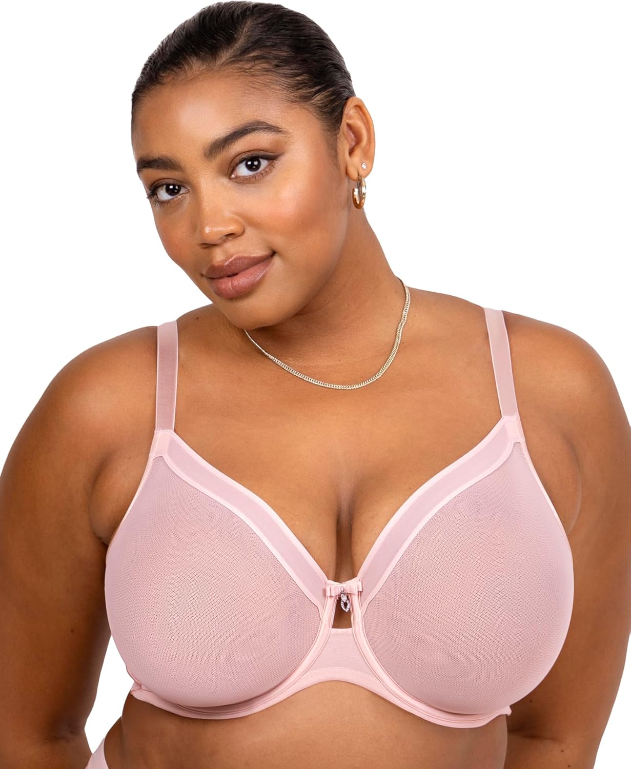 Curvy Couture Women's Sheer Mesh Full-Coverage Underwire Bra