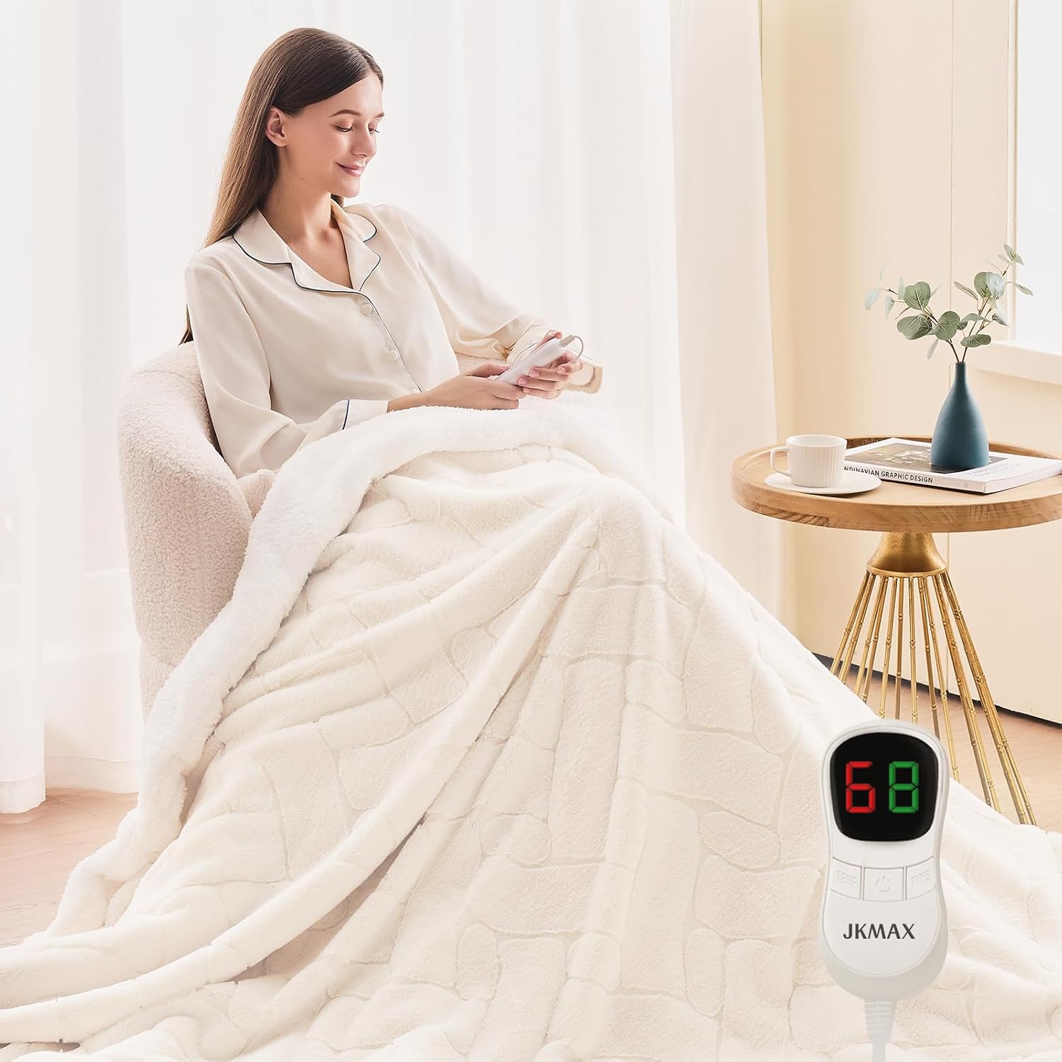 Heated Electric Blanket for Bed - Soft Faux Fur Comfort