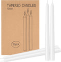 30 Pack White Taper Candles 10 in - Dripless, Long Burning