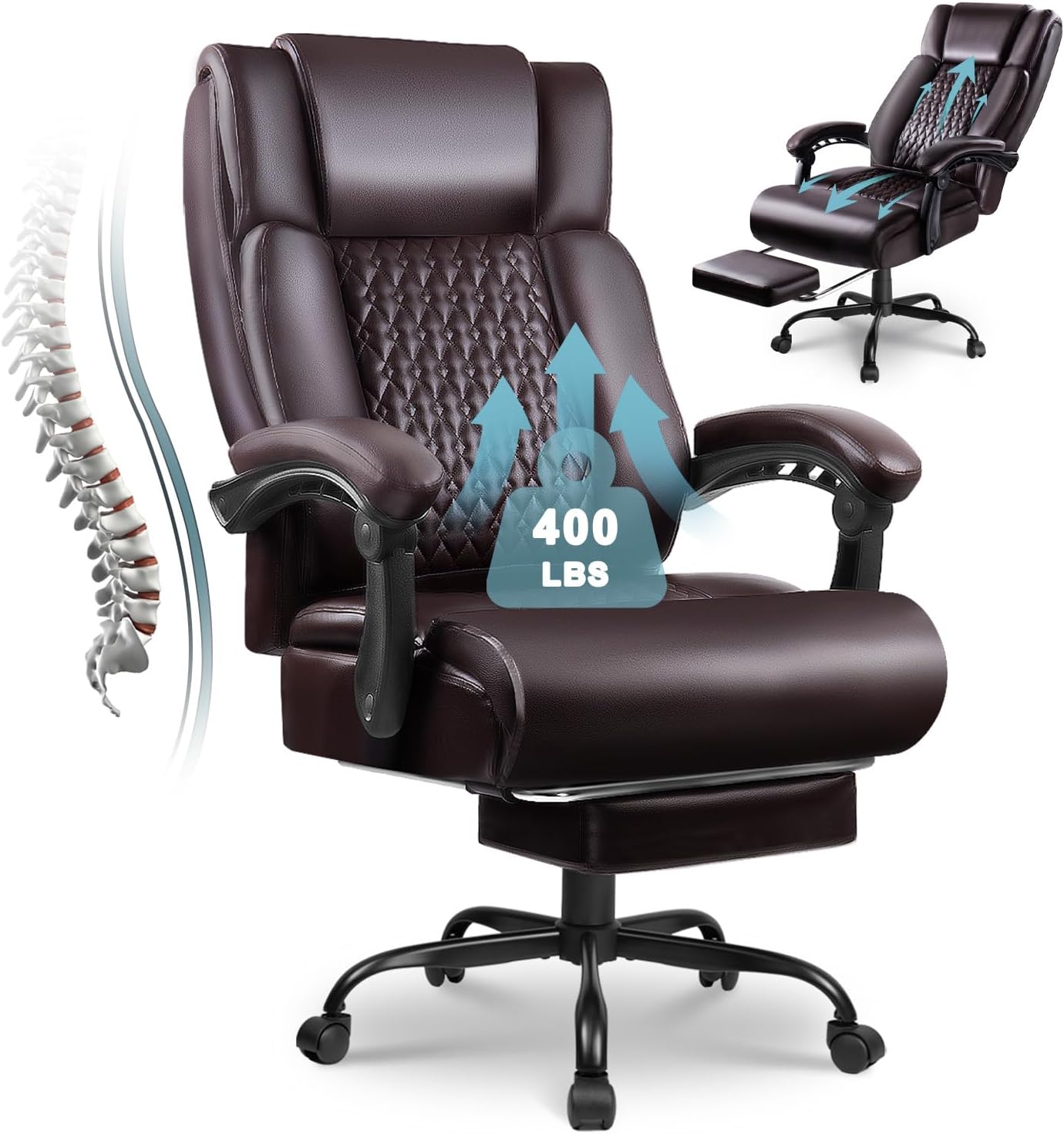Big and Tall Office Chair with Foot Rest for Heavy People