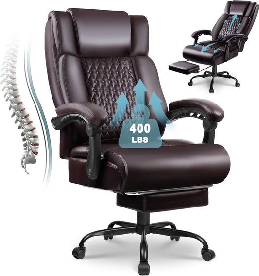 Big and Tall Office Chair with Foot Rest for Heavy People