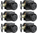 Haidms Black Passage Door Knobs 6 Pack - Matte Black Closet & Hall Set