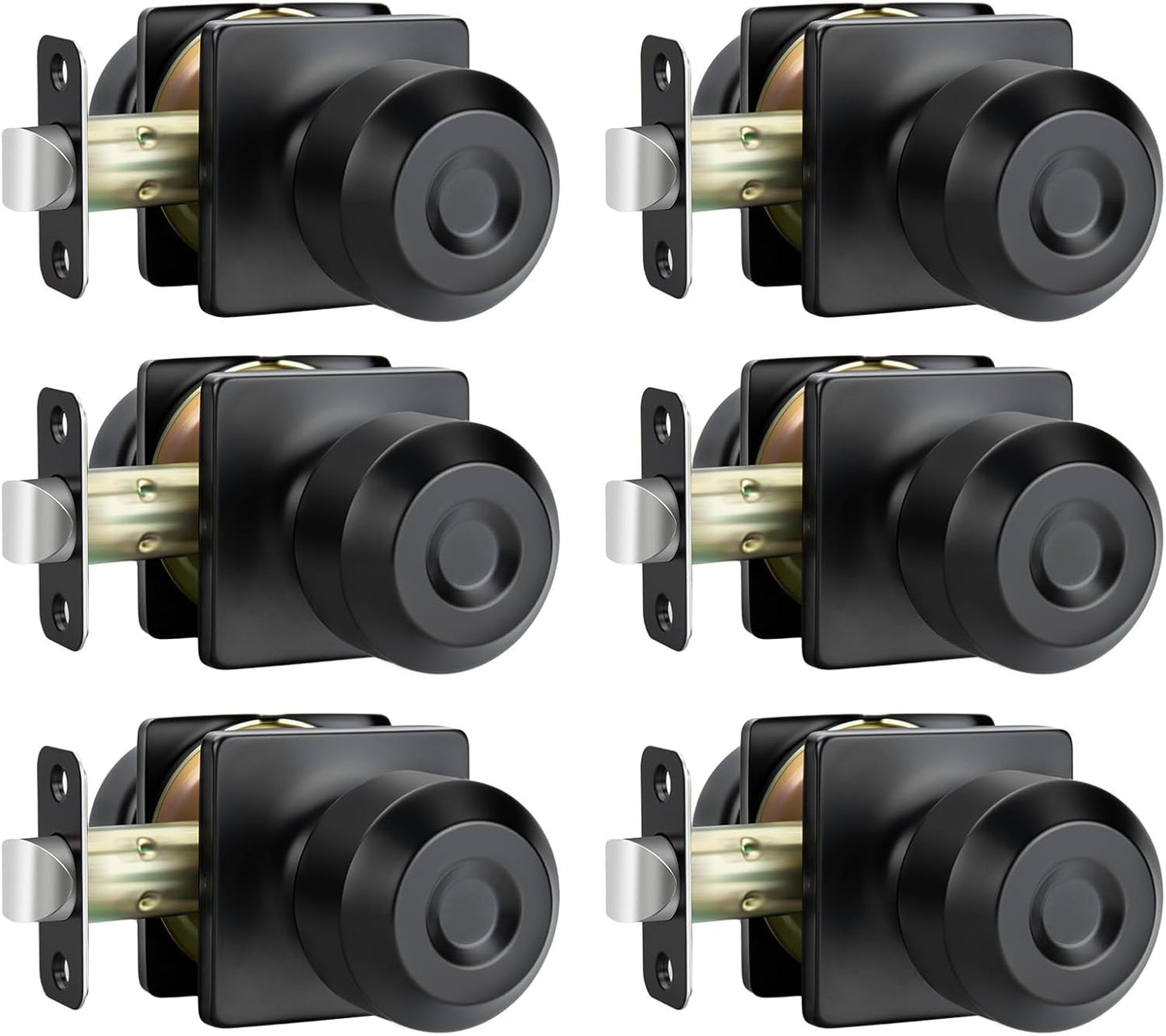 Haidms 6 Packs Black Passage Door Knobs for Interior Use