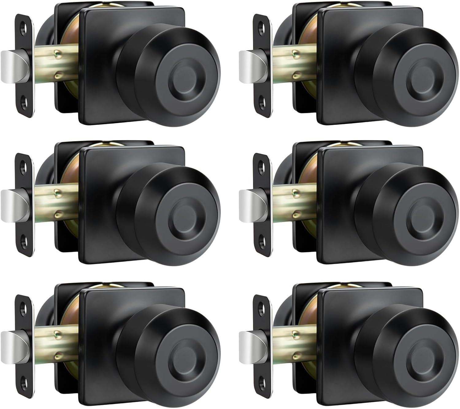 Haidms 6 Packs Black Passage Door Knobs for Interior Use