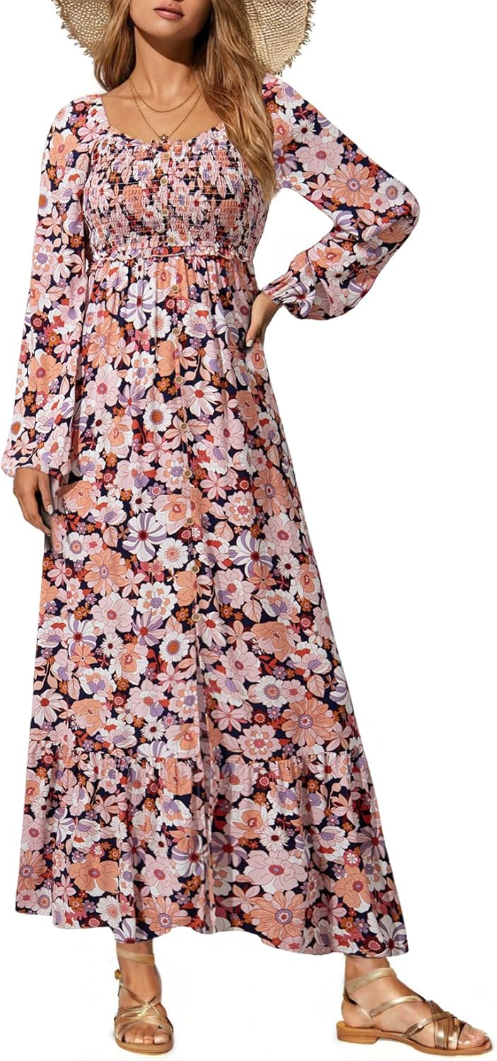 Dokotoo Fall Dresses for Women 2025: Boho Floral Maxi Style