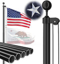 Heavy Duty Flag Pole 16 FT Extra Thick Aluminum - Rigid Inground Kit
