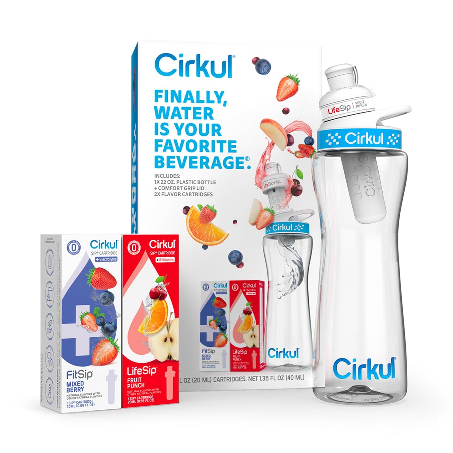 Cirkul 22oz BPA-Free Water Bottle Kit: Zero Calorie Flavor Infusion!