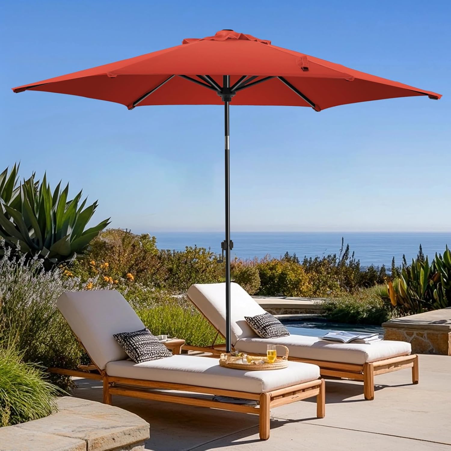 7.5 FT Patio Umbrella with Push Button Tilt for Outdoor Use